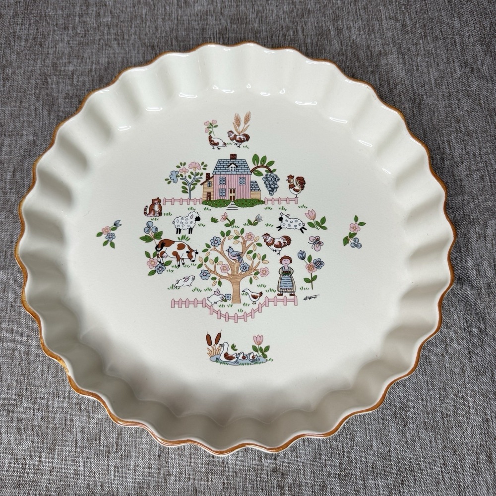 Vintage 10" Pie Baking Dish Jamestown China Country Home Quiche/Tart CottageCore
